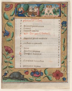 Blatt aus einem Psalter und Gebetbuch: Kalenderseite mit Arbeiten verso, um 1524 von Unbekannt