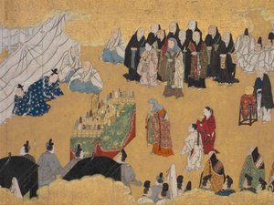 Blätter von Wildem Ingwer Aoi, aus den Phantom-Genji-Rollen, Mitte des 17. Jahrhunderts von Unbekannt