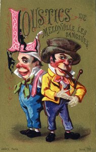 Buchstabe L: Melonville Loustics Blutegel. Gravur in "Alphabet des grotesques". Serie von 25 Werbechromolithographien auf goldenem Hintergrund, Ende des 19. Jahrhunderts. von Unbekannt