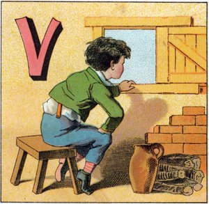 Buchstabe V wie Vasistas (Illustration aus „Alphabet des petits ecoliers“) von Unbekannt