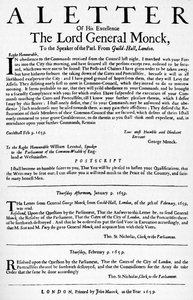 Brief von General Monck an den Sprecher des Unterhauses, 1659 1903 von Unbekannt