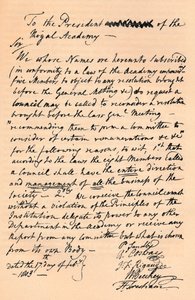 Brief an Benjamin West, Präsident der Royal Academy, 1803 1904