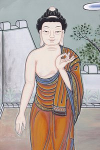 Leben des Buddha. Die Geste der Debatte, die die Lehren des Buddha erklärt (Vitaka Mudra) von Unbekannt