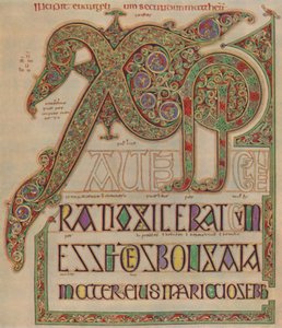 Lindisfarne Evangelien, Christi autem Seite. British Museum, ca. 700 n. Chr., 1935