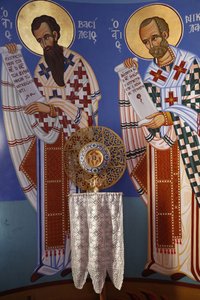 Liturgischer Gegenstand im Heiligtum der orthodoxen Kirche von Pedoulas, 20150510, Pedoulas, Zypern von Unbekannt