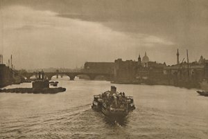 London-Am-Meer: Das tägliche Ausflugsboot fährt bei Sonnenuntergang von Margate zurück, ca. 1935 von Unbekannt