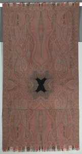 Langer Schal mit großen symmetrischen Botehs und kleinem schwarzen Zentrum, 1855-1862 von Unbekannt