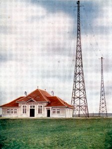 Langwellensender-Masten an einer Marconi-Radiostation in Bern, Schweiz, ca. 1925