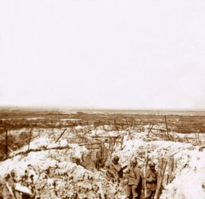 Blick auf die deutsche Frontlinie, um 1914-1918