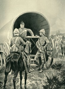 Lord Roberts schreibt Depeschen im Transportwagen, in dem er schlief, 1901 von Unbekannt