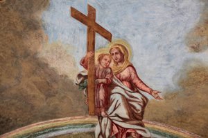 Loreto-Kirche Fresko: Maria, Jesus und das Kreuz, Prag, Tschechien von Unbekannt