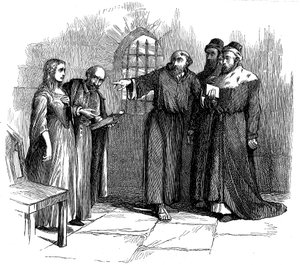 Lucrezia Castellani vor Inquisitoren nach verbotener Waldenserservice, ca. 1476, 19. Jahrhundert