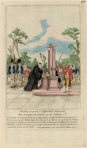 Maschine vorgeschlagen an die Nationalversammlung für die Hinrichtung von Kriminellen durch Herrn Guillotin, ca. 1790 von Unbekannt