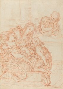 Madonna mit Kind und den Heiligen Johannes und Joseph [recto], 17. Jahrhundert