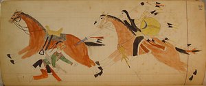 Maffet Ledger: Zwei Indianer mit Pferden, ca. 1874-81 von Unbekannt