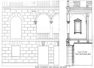 Haupteingang und Loggia in der 38. Straße, Fraternity Clubs Building, New York City, 1924