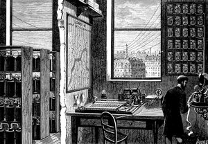 Hauptstation der Exchange Telegraph Company, London, 1882