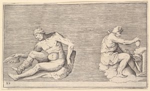 Mann mit Flügel, Mann mit Vase und Hund, veröffentlicht ca. 1599-1622