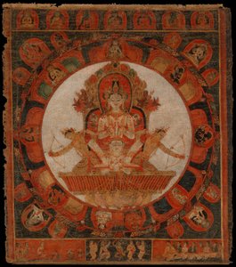 Mandala von Chandra, Gott des Mondes, spätes 14. bis frühes 15. Jahrhundert