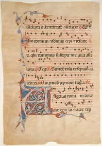 Manuskriptblatt mit verziertem Initial A, aus einem Antiphonar