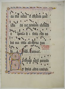 Manuskriptblatt mit Initiale A, aus einem Antiphonar, Deutsch, zweites Viertel des 15. Jahrhunderts von Unbekannt