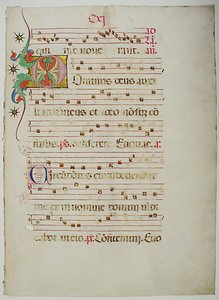 Manuskriptblatt mit Initiale D, aus einem Antiphonar, italienisch, 15. Jahrhundert von Unbekannt