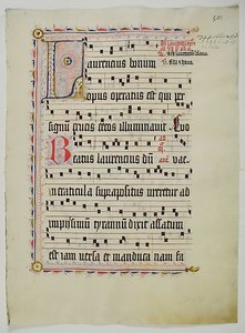 Manuskriptblatt mit Initiale L, aus einem Antiphonar, Deutsch, zweites Viertel des 15. Jahrhunderts von Unbekannt