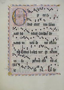Manuskriptblatt mit Initiale O, aus einem Antiphonar, Deutsch, zweites Viertel des 15. Jahrhunderts von Unbekannt