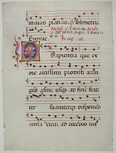 Manuskriptblatt mit Initial O, aus einem Antiphonar, italienisch, 15. Jahrhundert von Unbekannt