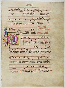 Manuskriptblatt mit Initiale O, aus einem Antiphonar