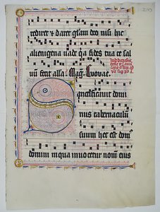Manuskriptblatt mit Initiale S, aus einem Antiphonar
