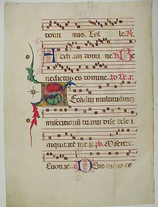 Manuskriptblatt mit Initiale S, aus einem Antiphonar, italienisch, 15. Jahrhundert von Unbekannt