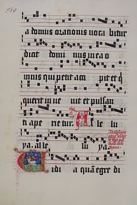 Manuskriptblatt mit Initiale V, aus einem Graduale, deutsch, zweites Viertel des 15. Jahrhunderts von Unbekannt