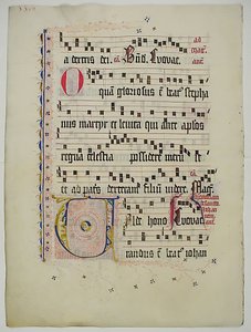Manuskriptblatt mit Initiale V, aus einem Antiphonar, Deutsch, zweites Viertel des 15. Jahrhunderts von Unbekannt