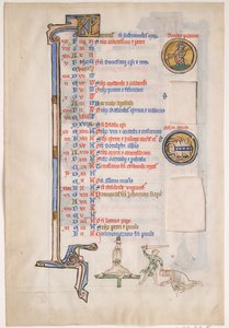 Manuskriptblatt mit Juni-Kalender, aus einem königlichen Psalter, 13. Jahrhundert von Unbekannt