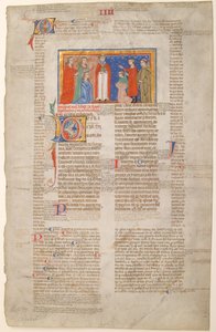 Manuskriptblatt mit Hochzeitsszene, aus den Dekretalen von Gregor IX.