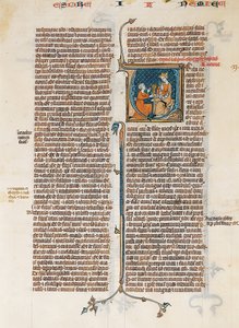 Manuskriptblatt mit dem Beginn des Buches Nehemias, aus einer Bibel, französisch, ca. 1280-1300 von Unbekannt