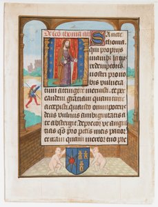 Manuskriptblatt mit dem heiligen Thomas, aus einem Stundenbuch, ca. 1500 von Unbekannt