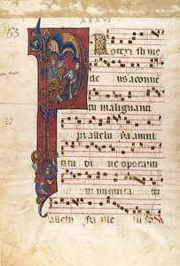 Manuskriptblatt mit dem Martyrium des heiligen Peter Martyr in einem Initial P..., ca. 1270-80