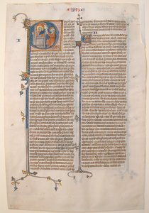 Manuskriptblatt mit dem Beginn des Briefes des Heiligen Paulus an die Epheser, aus einer Bibel, ca. 13. Jahrhundert von Unbekannt
