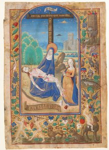 Manuskriptblatt mit der Pieta, aus einem Stundenbuch von Unbekannt