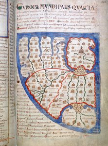 Karte von Europa, eine Seite aus Liber Floridus, 12. Jahrhundert