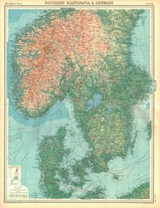Karte von Südskandinavien und Dänemark