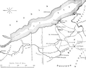Karte des Landes zwischen Ägypten und dem Sudan