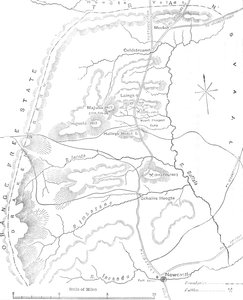 Karte des Landes zwischen Newcastle und dem Transvaal, ca. 1880