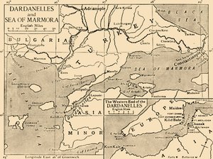 Karte der Dardanellen und des Marmarameers, ca. 1914, 1920