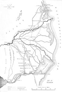 Karte des Nildeltas, strategische Punkte im ägyptischen Feldzug, 1882, ca. 1882-85