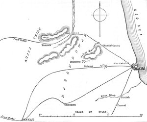 Karte der Umgebung von Suakim, um 1885