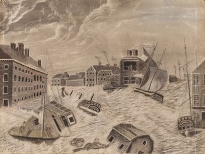 Marktplatz, Providence, Rhode Island, während des großen Septembersturms, 1815 von Unbekannt