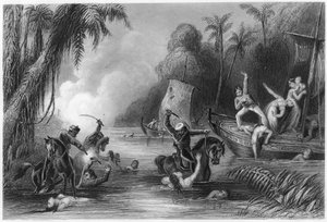 Massaker in den Booten vor Cawnpore, 1857, ca. 1860 von Unbekannt